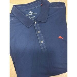 Tommy Bahama Mens 2XT Navy Supima Cotton Blend Polo Marlin Resort Cruise Vaca
